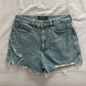 Hollister Ultra High-Rise Blue Denim Distressed Mom Short